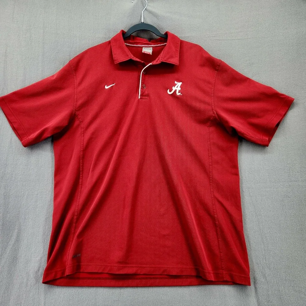 Nike Alabama Crimson Tide Mens XXL Red Polo Shirt Nike FIT‎ Team Collegiate
